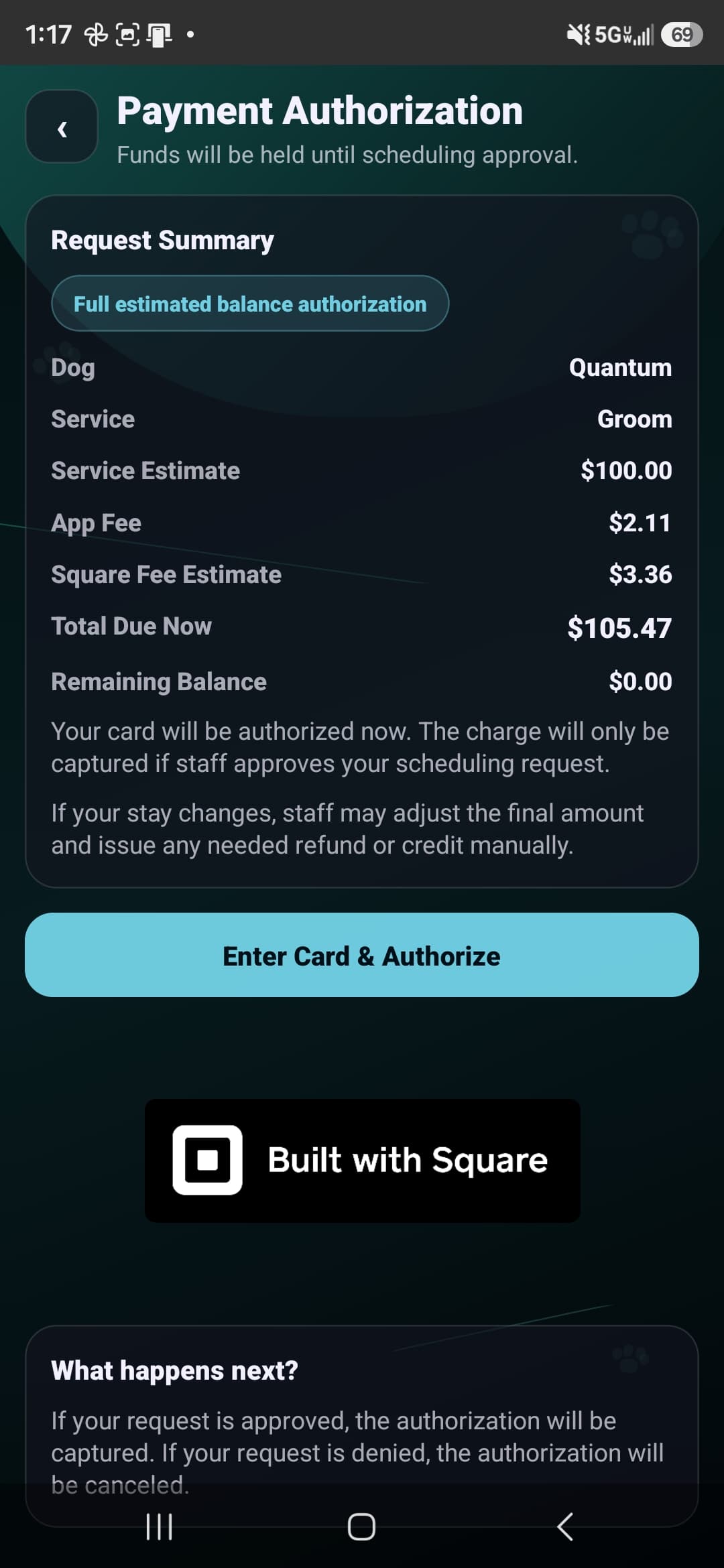 Pay via Square preview